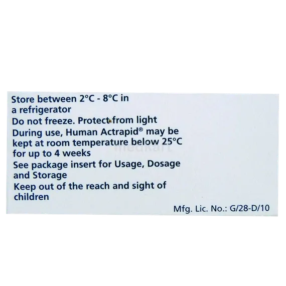 human actrapid 40iu vial 10 ml